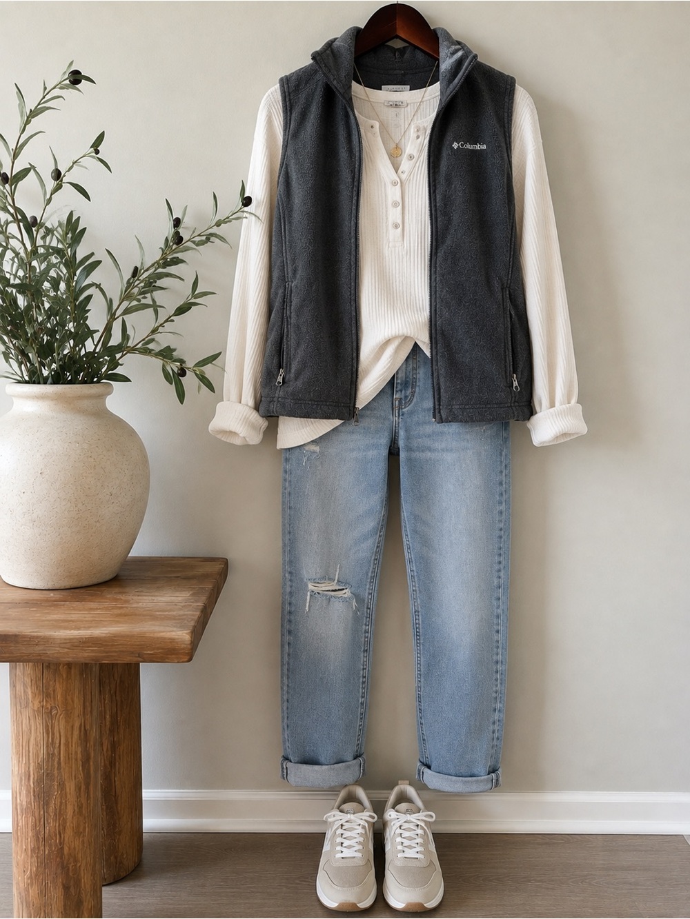 Columbia | Women’s Charcoal Gray Full Zip Fleece Vest | Size Large